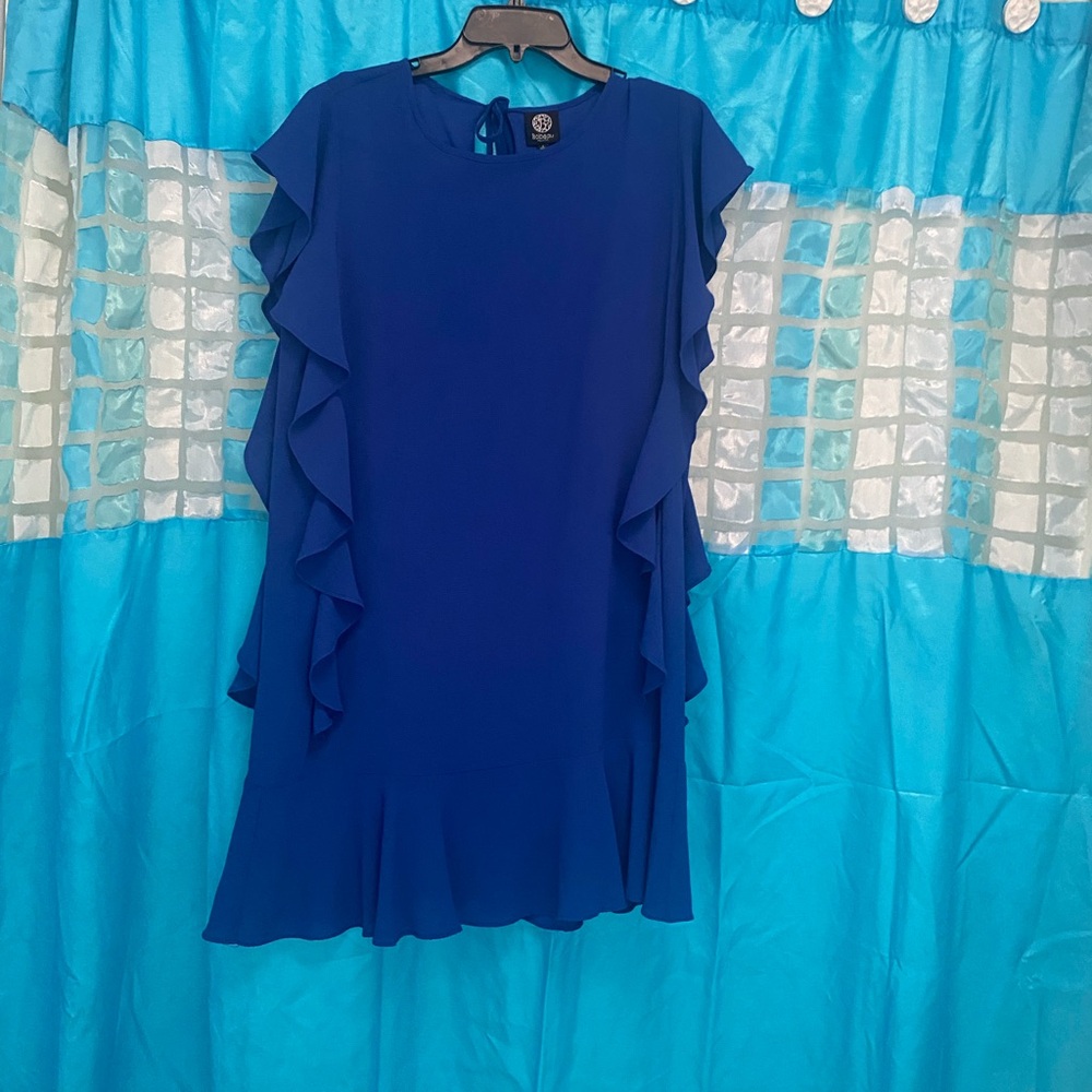 Blue  Ruffled Mini Dress